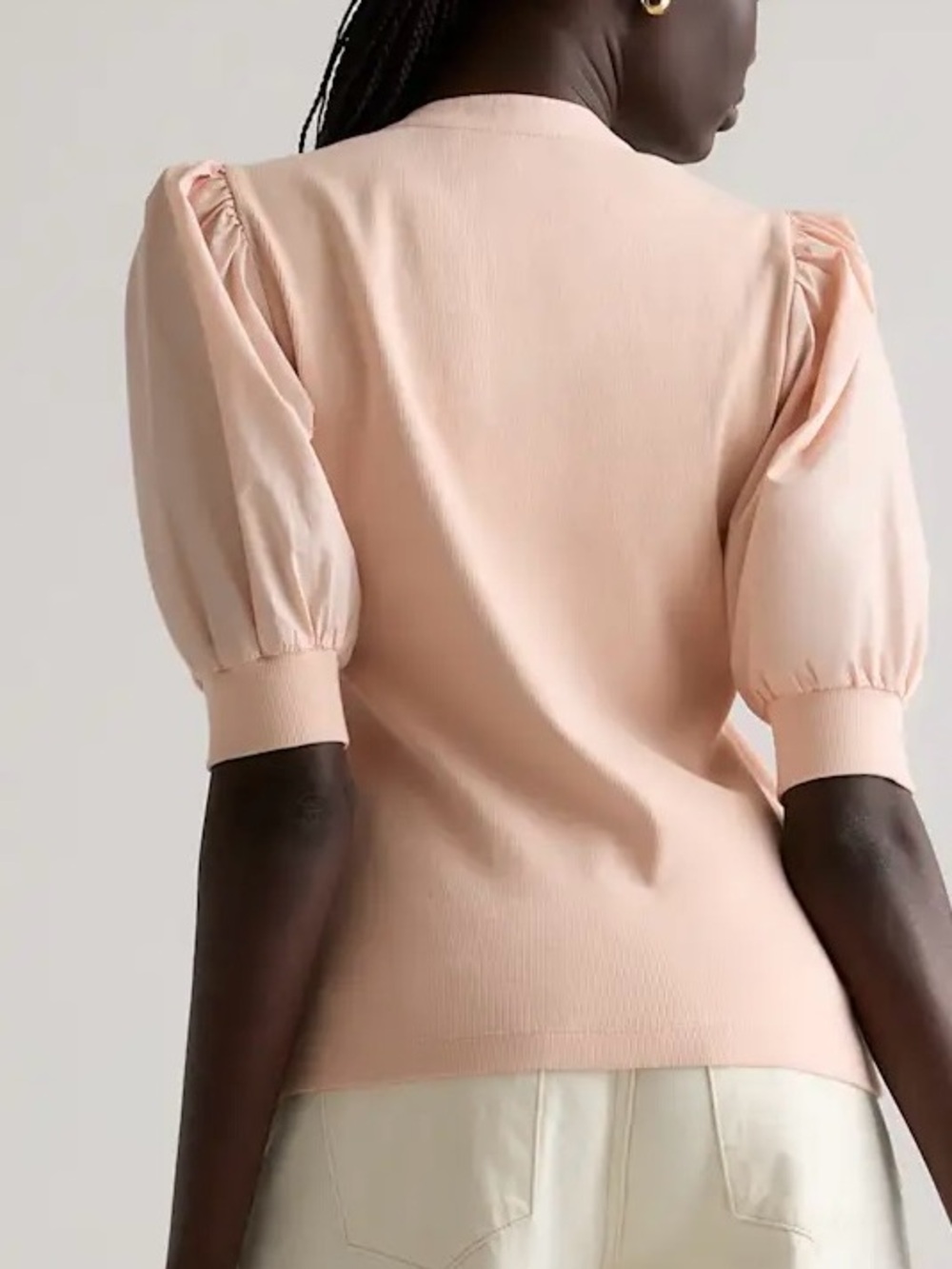 Quince Women’s Mixed Media Puff Sleeve Top - Picture 7 of 7